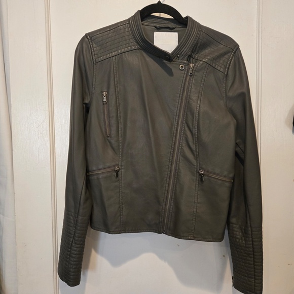 Ett: Twa by Anthropologie Grey Leather Jacket - Medium - Picture 3 of 6